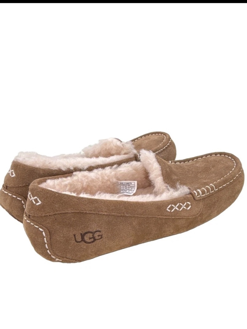 UGG Ansley Chestnut Suede Sheepskin Slippers - Picture 4 of 6